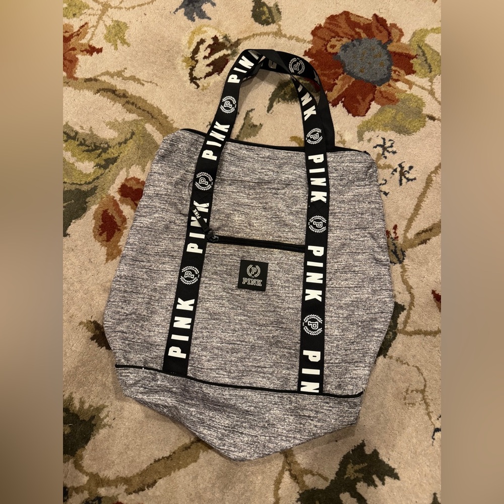Victoria's Secret PINK Gray/White Marl Travel Tote Bag w/Zipper